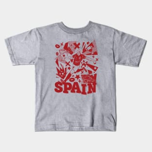 Vintage Spanish Football // Retro Grunge Spain Soccer 2022 Kids T-Shirt